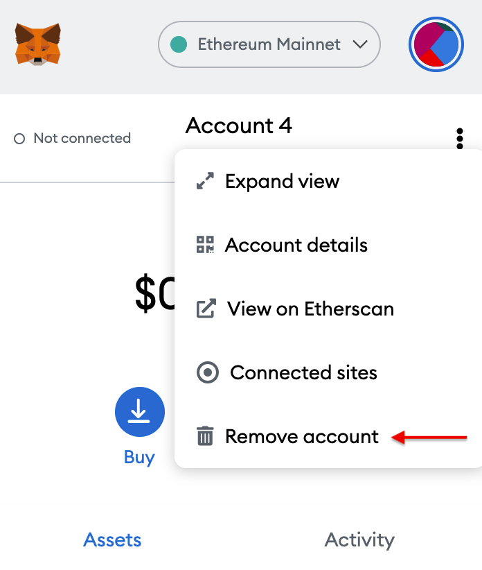 how to delete wallet from metamask