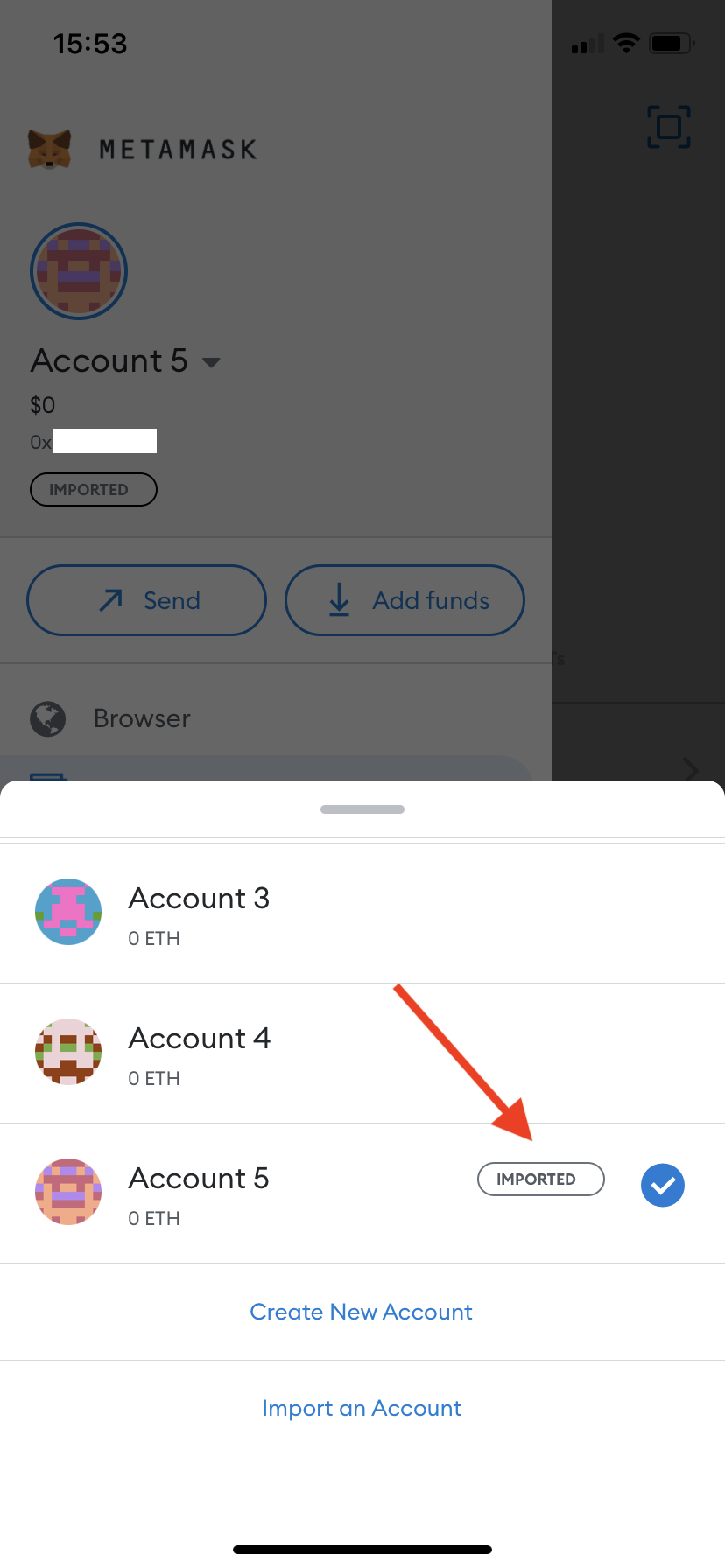 how to delete an account on metamask