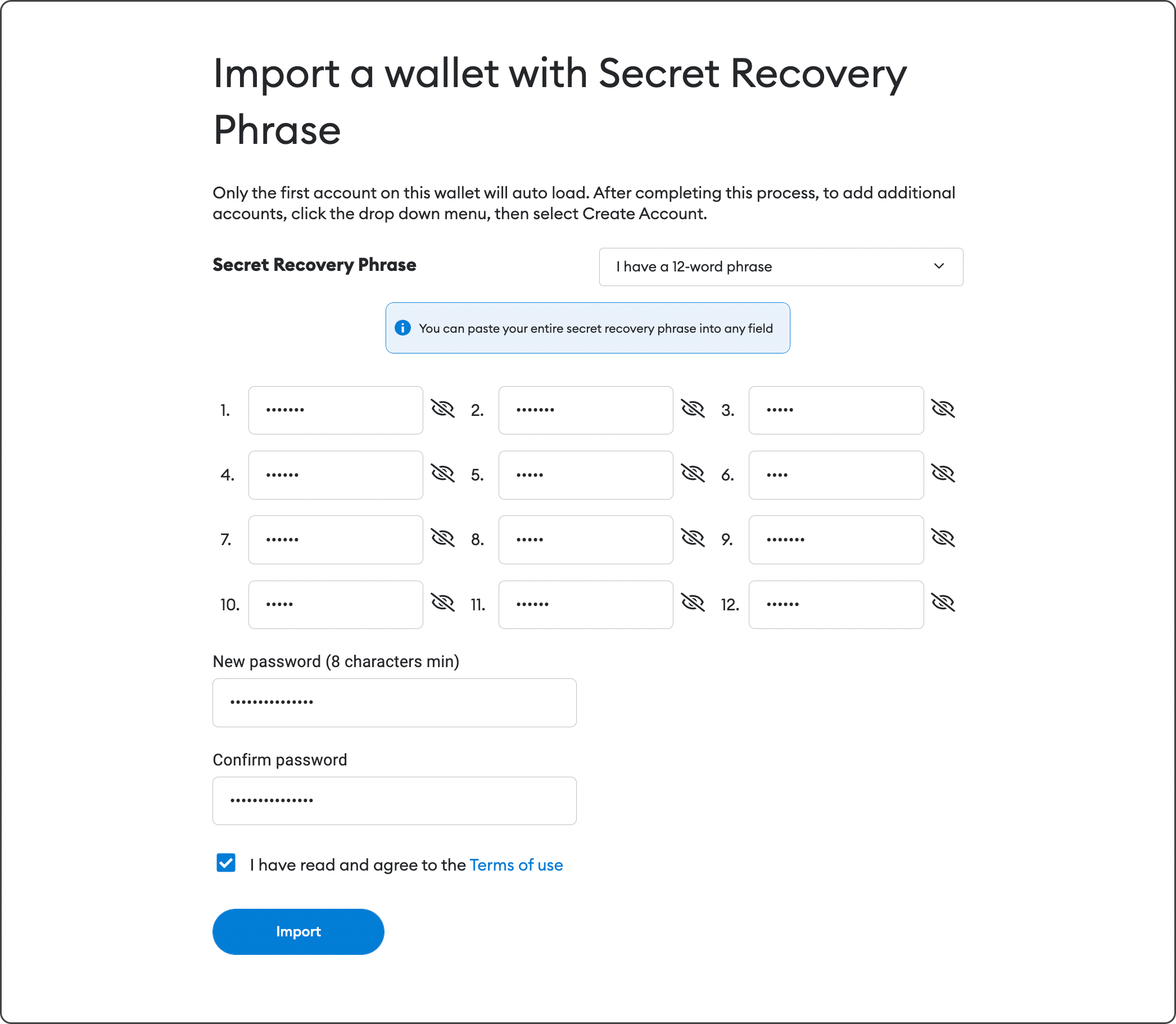 recover secondary metamask accounts